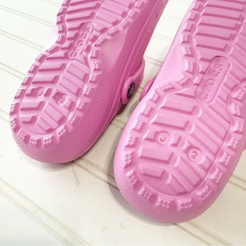 Kids Dark Pink Fuzzy Crocs